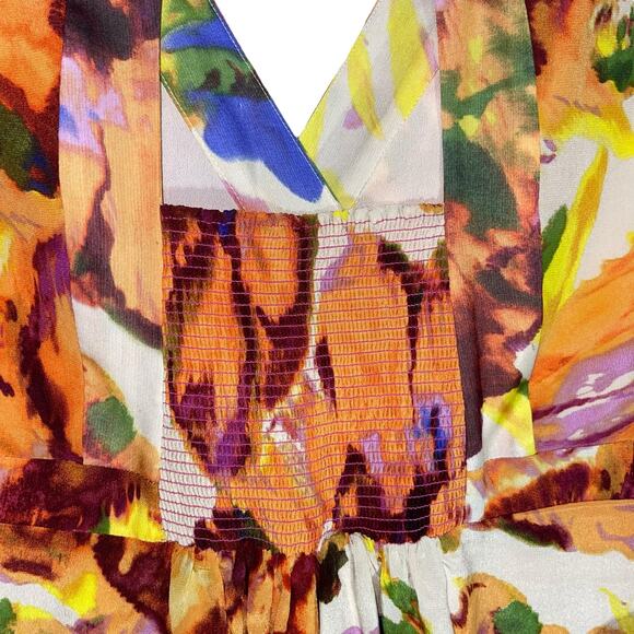 Maeve Mini Dress Deloria Silk Kimono Sleeve Anthropologie - Picture 6 of 11